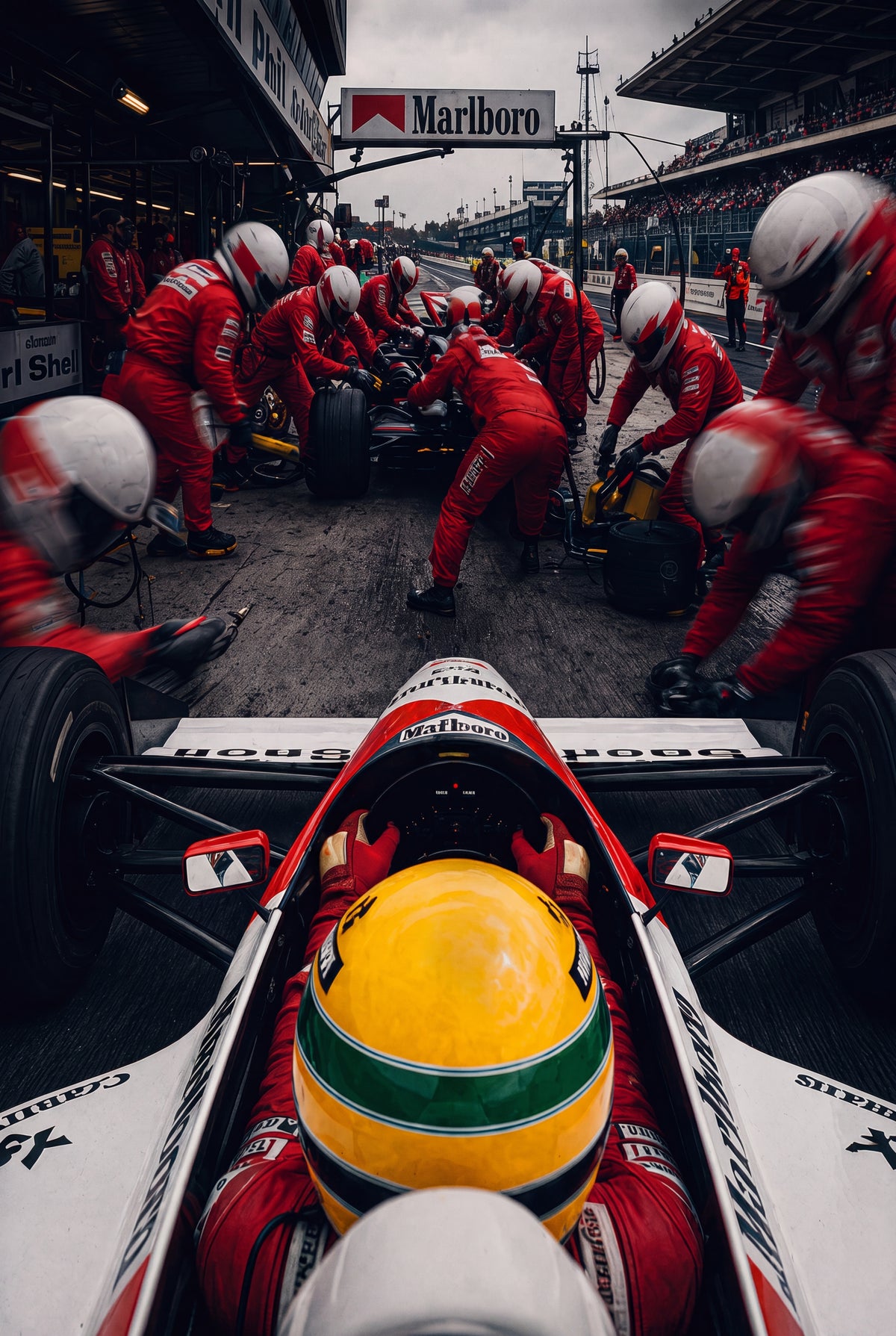 Ayrton Senna – Pit Lane Framed Poster
