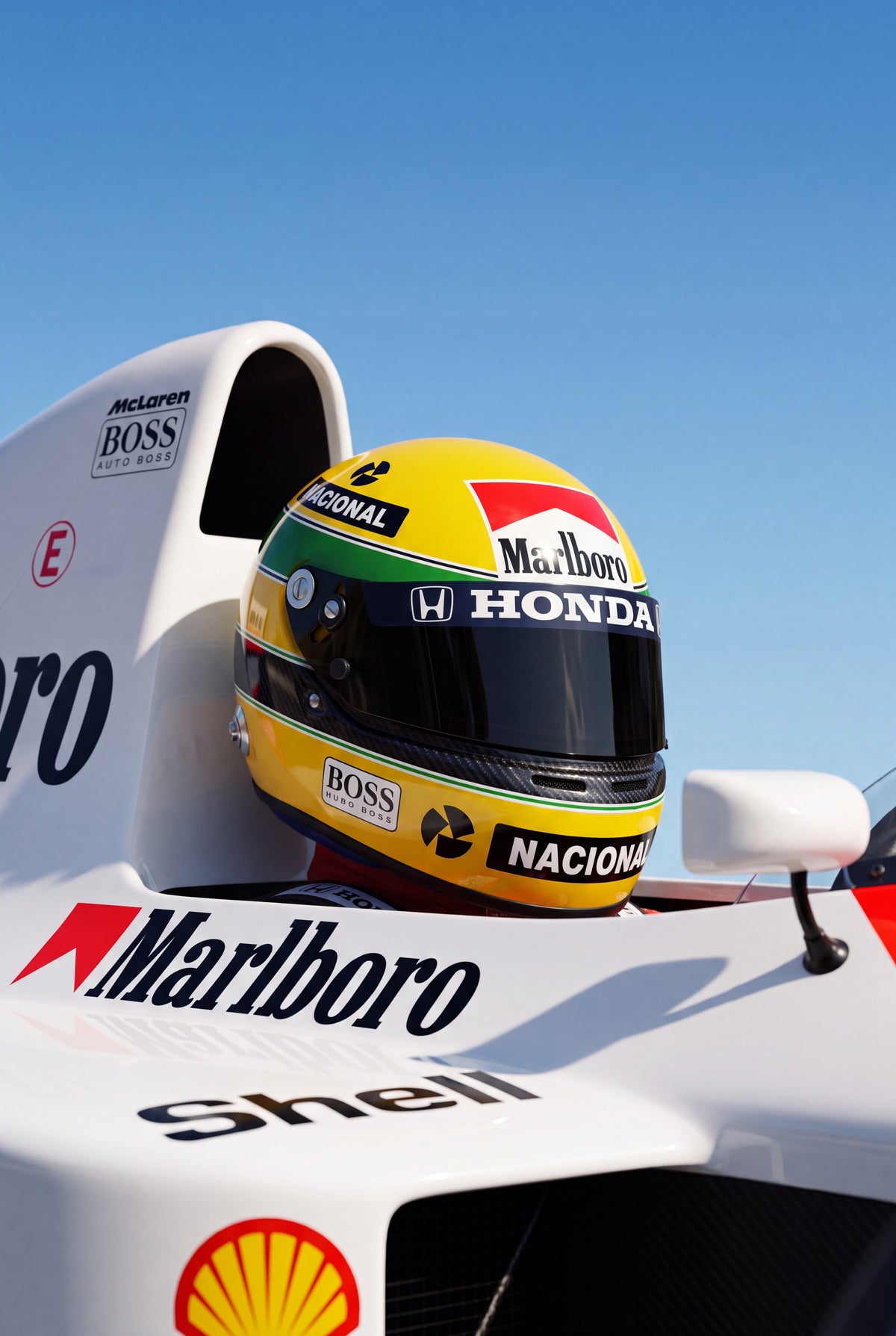 Ayrton Senna – Helmet Framed Poster