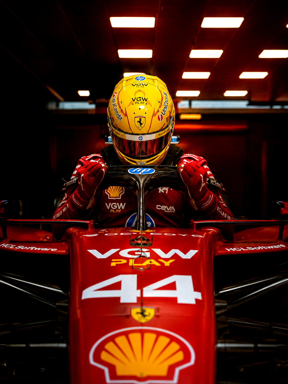 Lewis Hamilton – Ferrari 44 Framed Poster