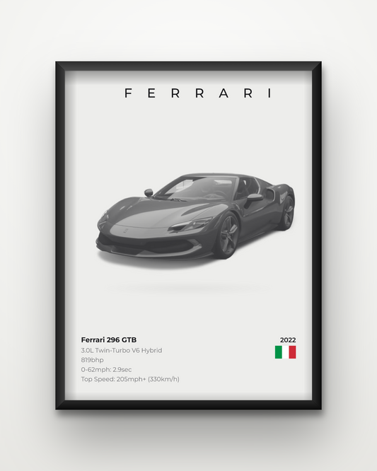 Ferrari 296 GTB Framed Car Poster