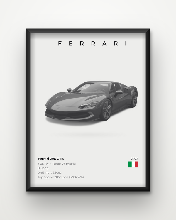 Ferrari 296 GTB Framed Car Poster