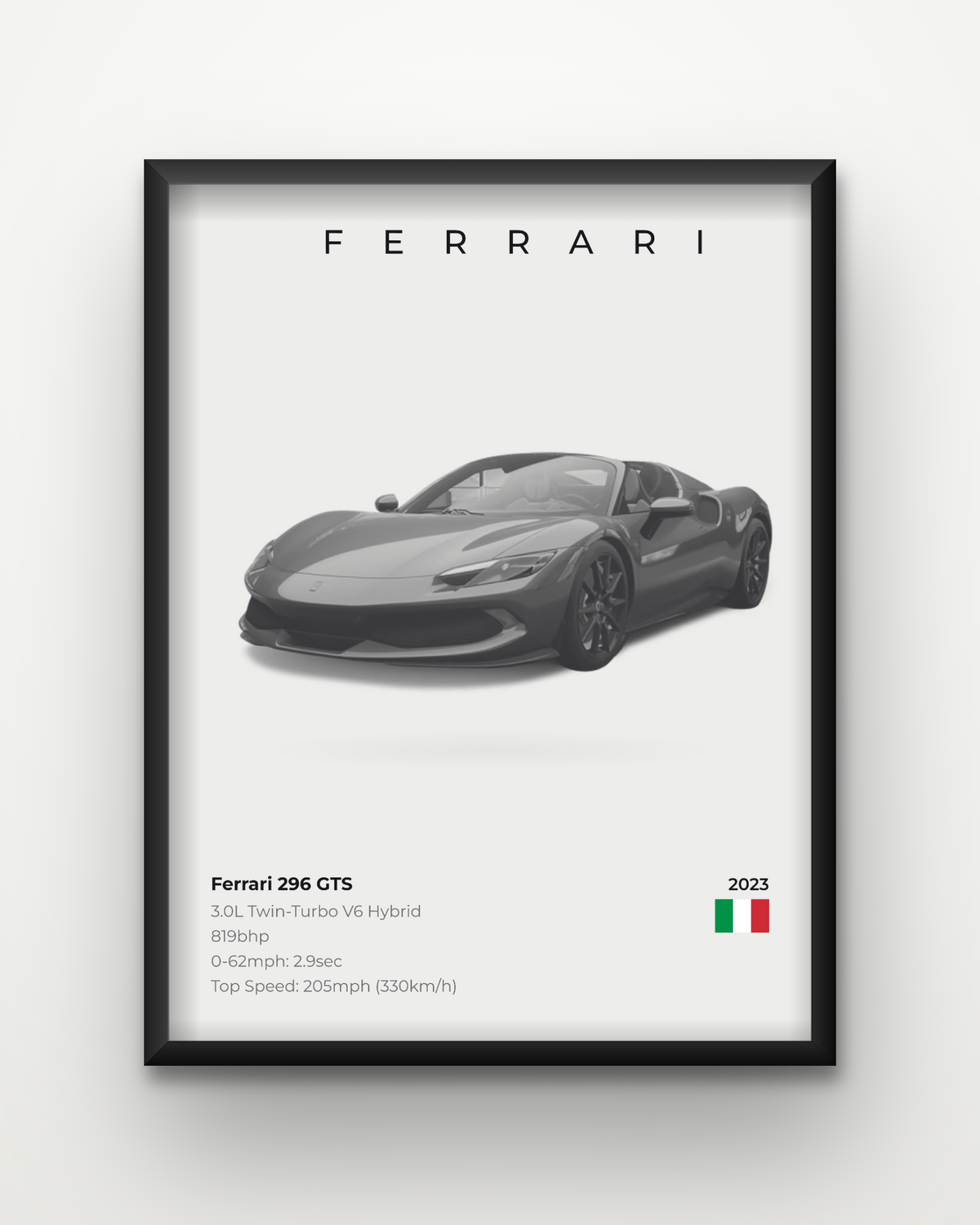 Ferrari 296 GTS Framed Car Poster