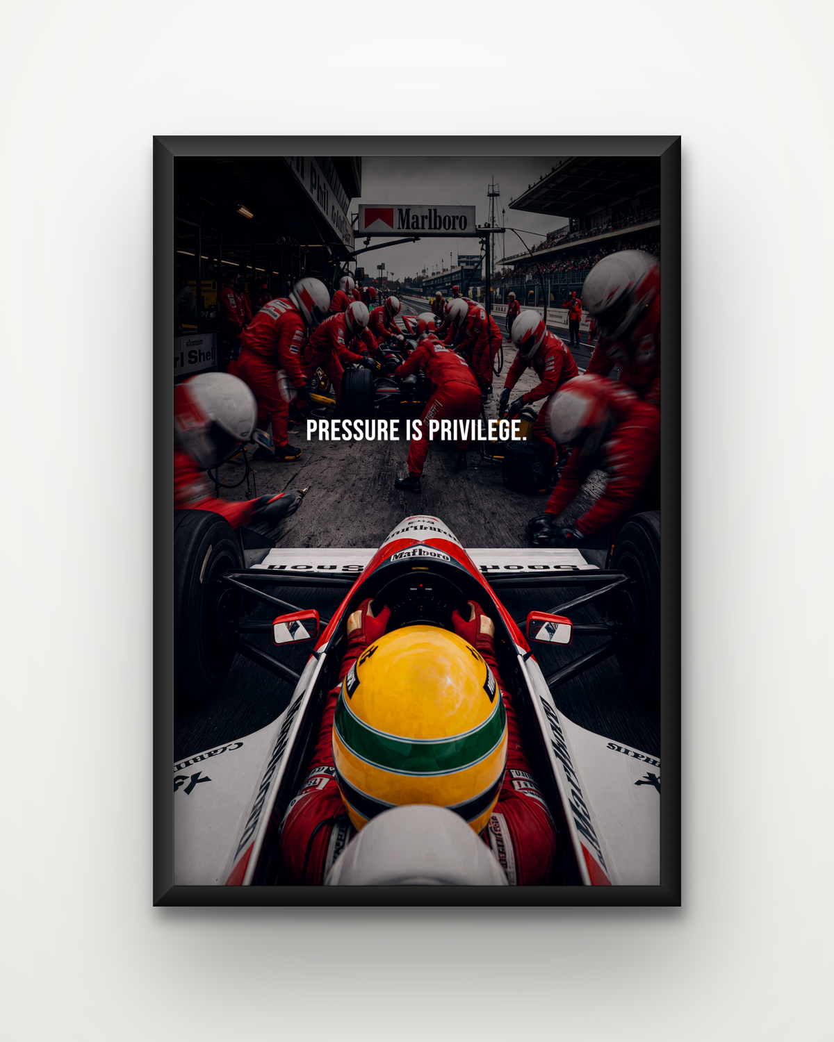 Ayrton Senna – Pit Lane Framed Poster