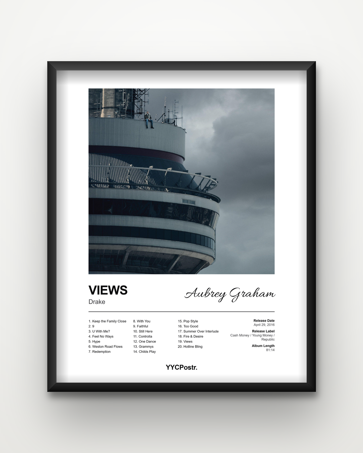 Drake — Views Framed Album Poster